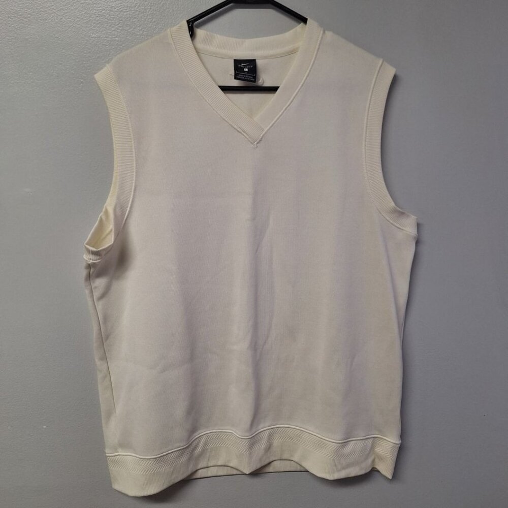 Nike Dri‎ Fit Pullover Vest Off White Mens Large Gold Preppy Club